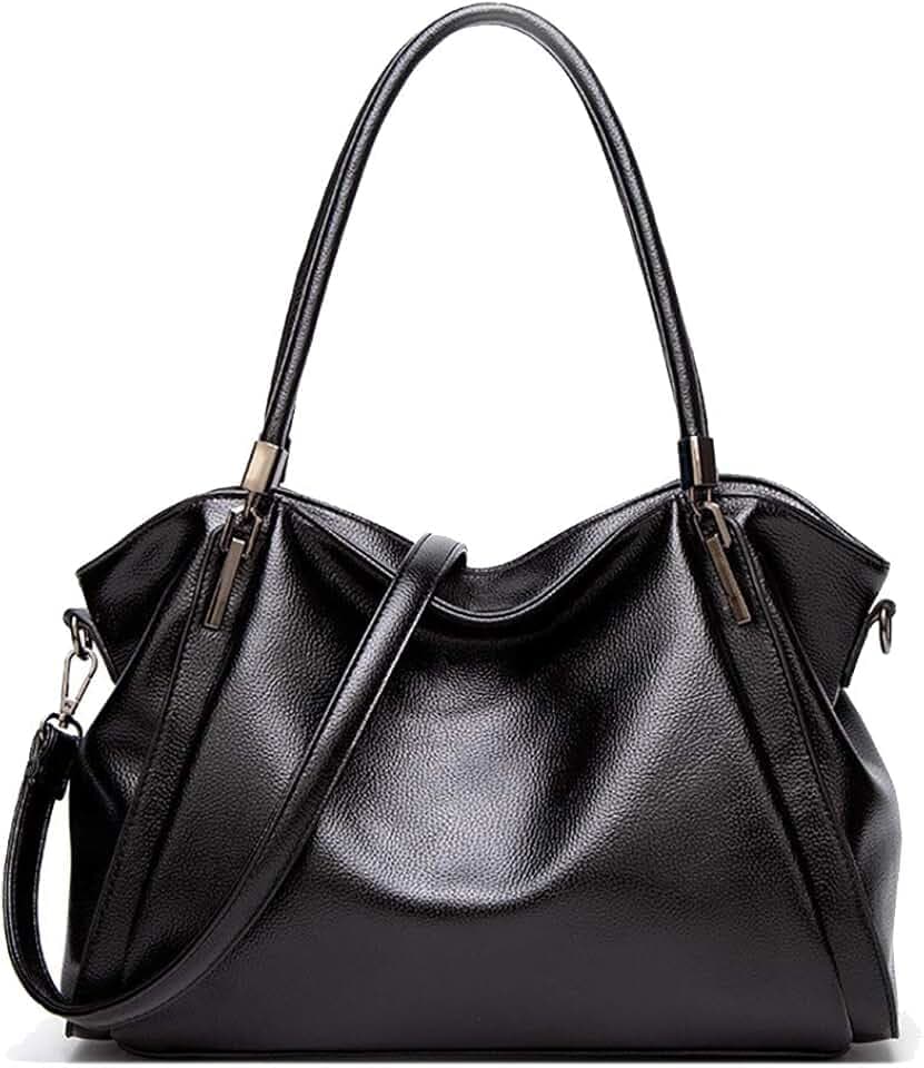 Damen Hobo Schultertasche aus PU-Leder Handtasche Elegant Umhängetasche Horizontal Henkeltasche Shopper Tasche Tote Taschen für Dame Schwarz EINWEG