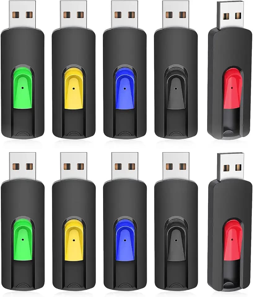 10 Pack 32GB Flash Drive, MONGERY Memory Stick Retractable Thumb Drive USB 2.0 Jump Drive with LED Indicator for Data Storage (Mixcolor)