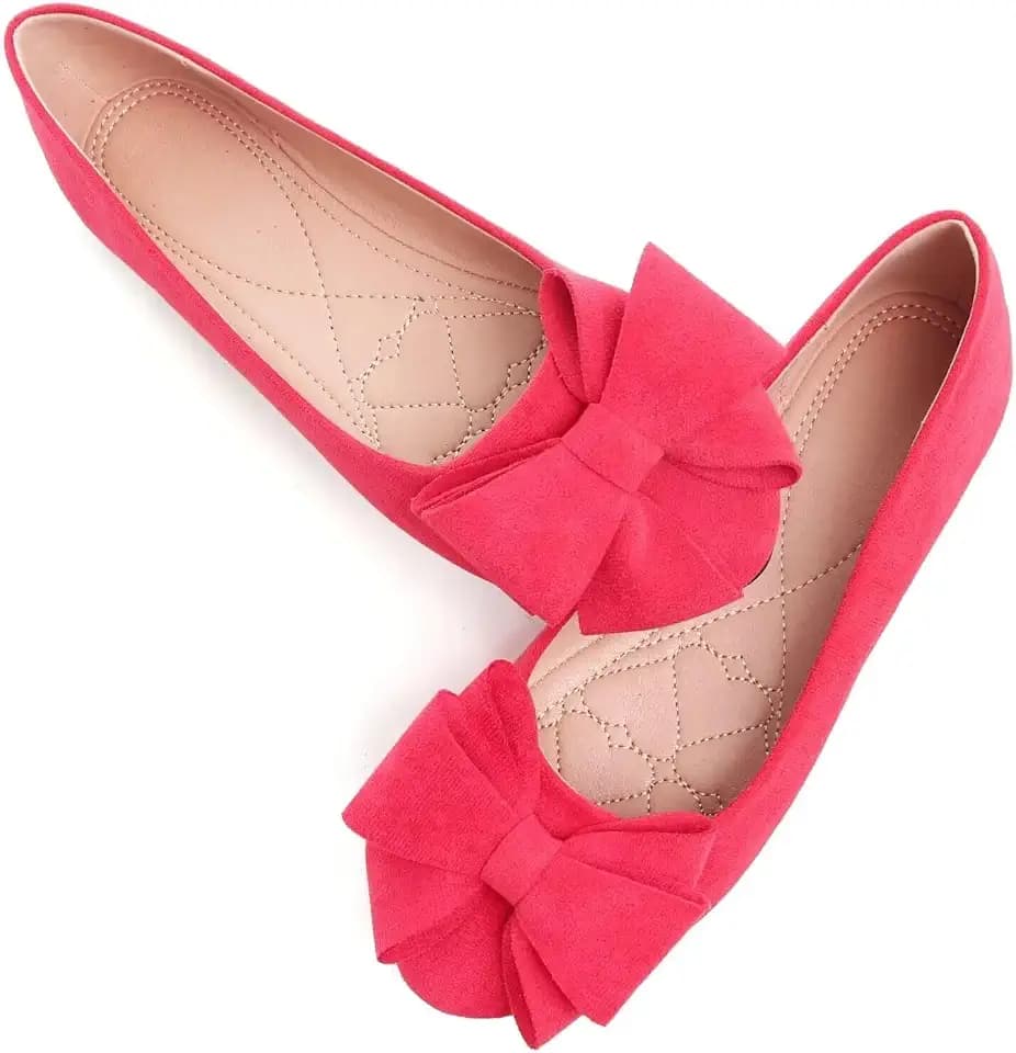 WENJIAZHIZHI Square Toe Bow Suede Flats Slip-On