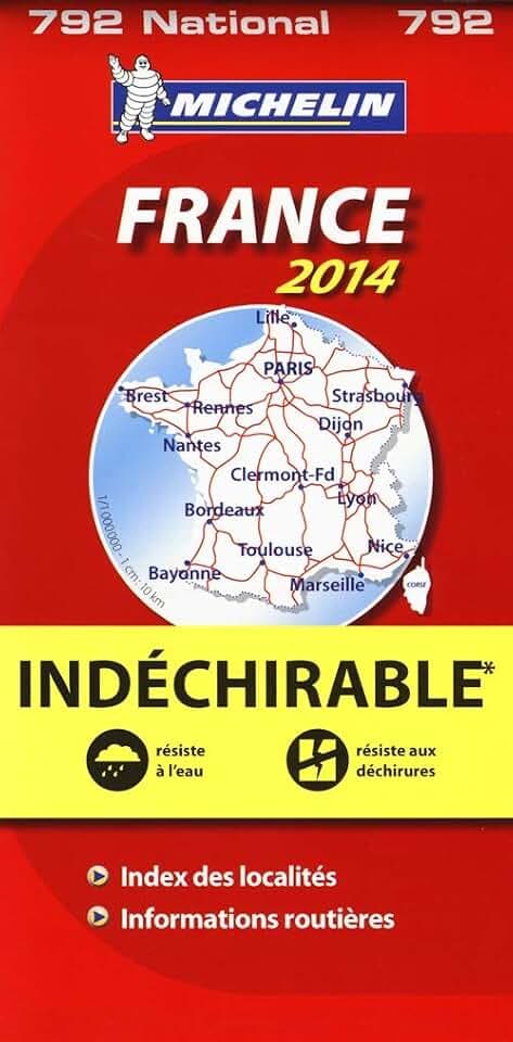 Michelin Frankreich (widerstandsfähig): Straßenkarte 1:1.000.000 (MICHELIN Nationalkarten, Band 792)