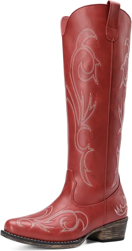 DREAM PAIRS Women's Cowboy Knee High Western Boots