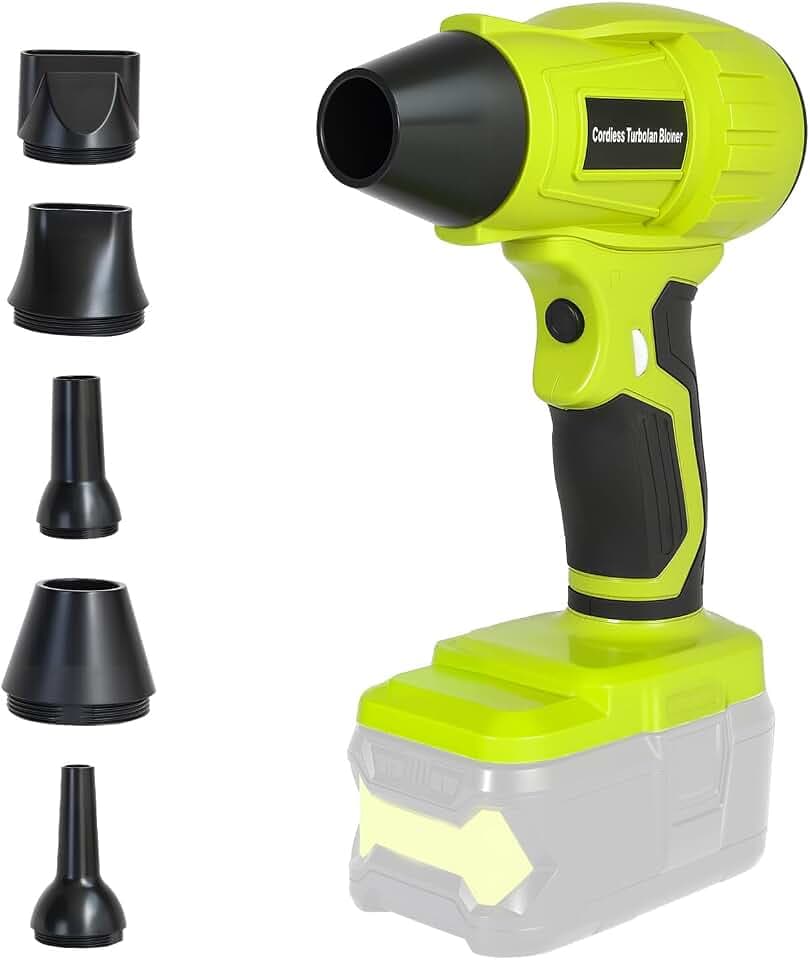 2026 Cordless Leaf Blower Brushless for Ryobi 18V Battery, Variable Speed Mini Leaf Blower Handheld Electric with 5 Attachments for Small Areas Precision Cleaning (No Battery)