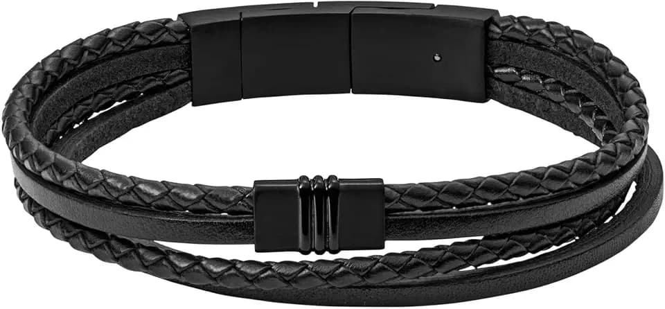 Fossil Vintage Casual Herren Leder oder Edelstahl mit Karabiner, Schließe oder Faltschließe Armband
