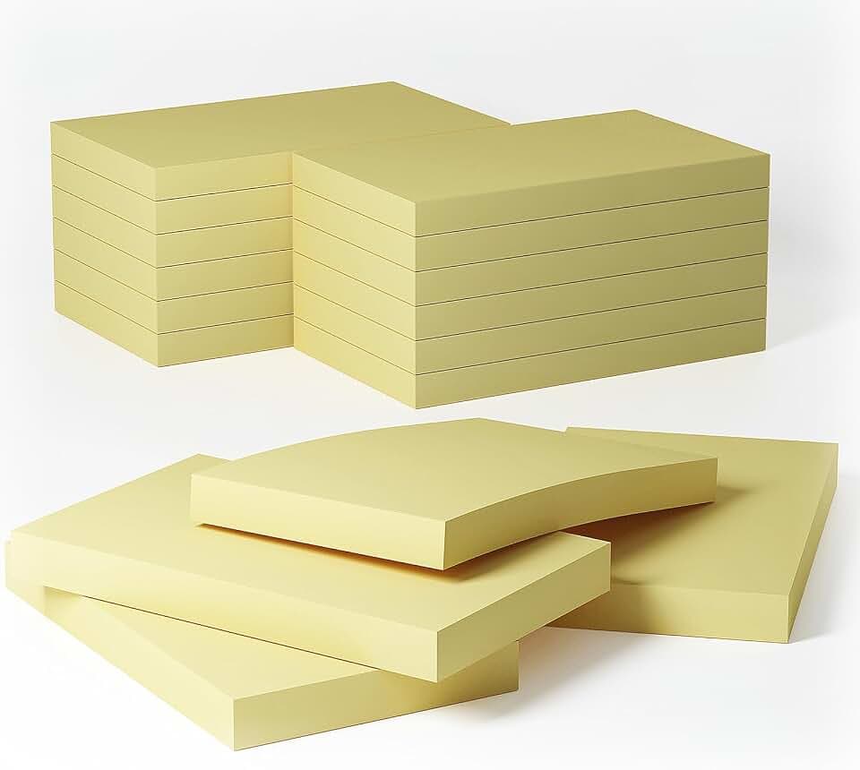 24 Blöcken 76 x 127 mm Classics gelbe Haftnotizen, selbstklebende Notizblöcke Sticky Notes Büronotizen,80-Blätter/Pad