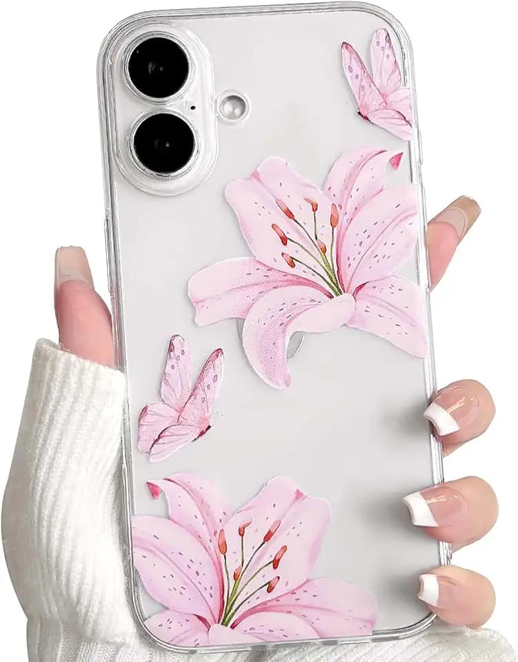 NITITOP Compatible for iPhone 17 Case Cute Flower - Pink