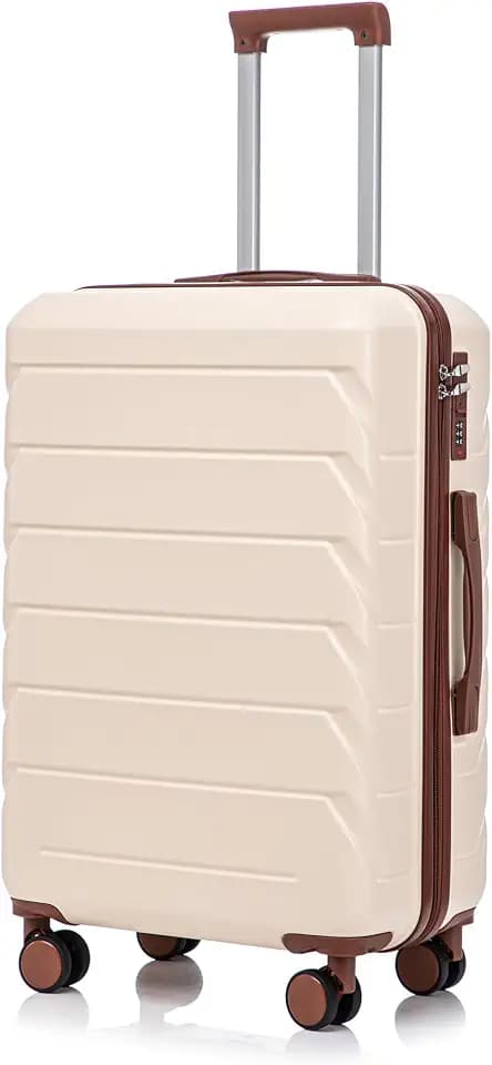 28 Inch ABS Hard Shell Large Luggage With Combination Lock and Side Hooks, Beige