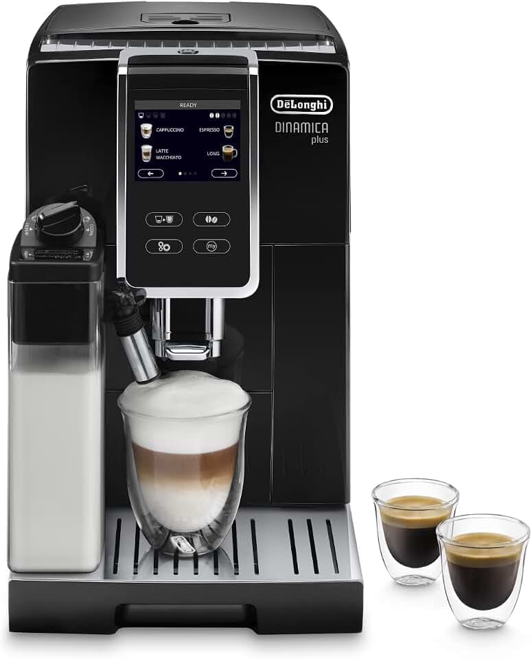 De'Longhi Dinamica Plus ECAM 370.70.B Kaffeevollautomat mit LatteCrema Milchsystem, Cappuccino & Espresso, 3,5 Zoll TFT Touchscreen Farbdisplay und App-Steuerung, Kaffeekannen-Funktion, schwarz