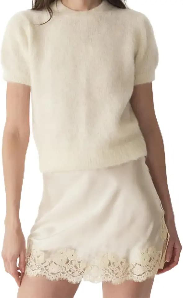 Women Lace Satin Mini Skirt Y2K Lace Trim Silk Slip Skirt Low Rise Bodycon Short Underskirt Streewear