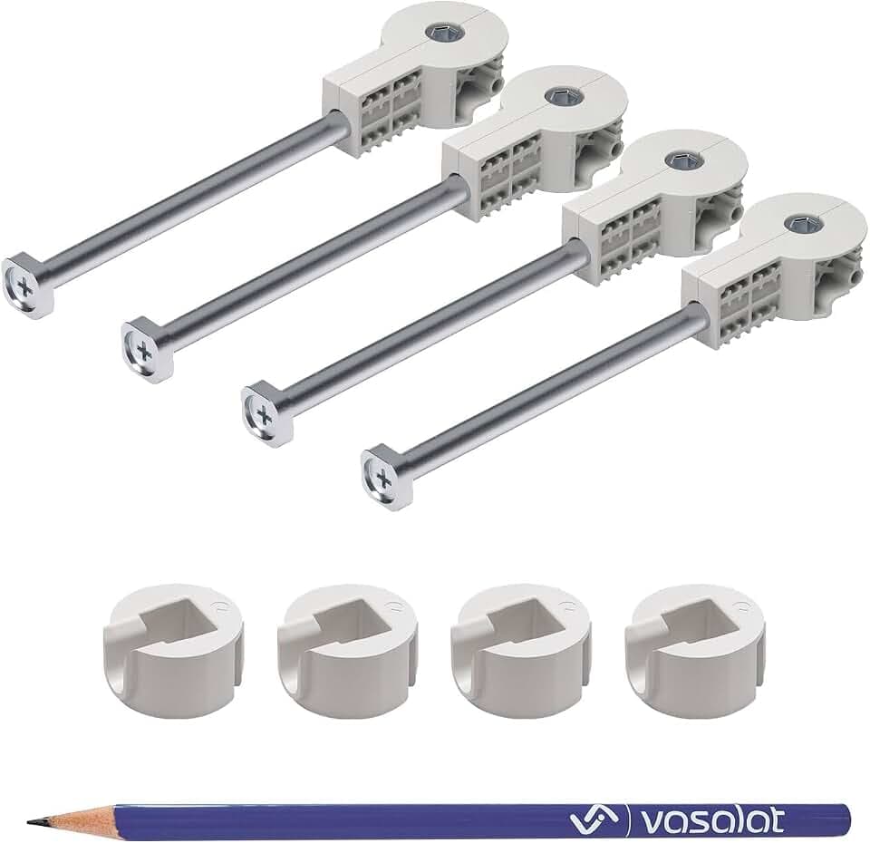 vasalat Arbeitsplattenverbinder Quick-Tech - 4x Plattenverbinder M8x150mm für Arbeitsplatte mit 25mm Mindeststärke + 4x Gegenstück