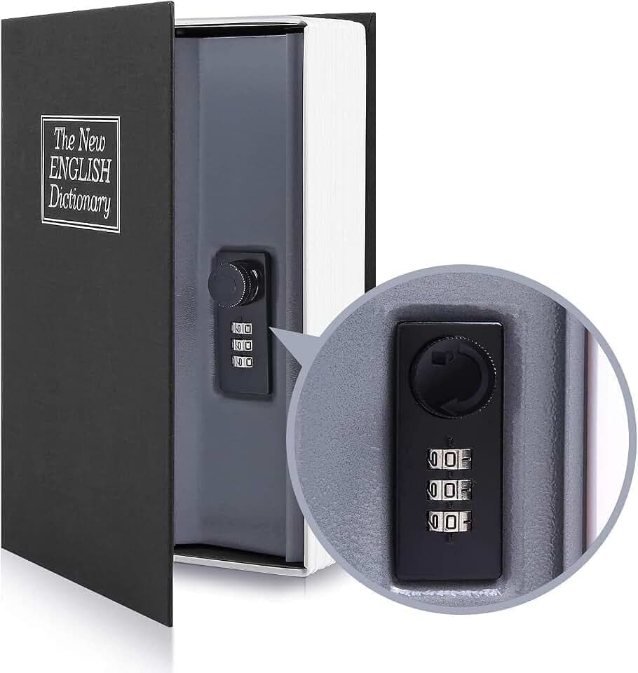 Buchtresor mit Kombinationsschloss, Ohuhu Buchsafe mit Zahlenschloss, Tresor für Zuhause, Book Safe Buch Tresor im Bücherregal für Schlüssel, Geld und Schmuck, Geschenk für Familie Freunde
