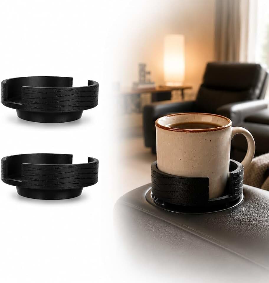 Couch Cup Holder Adapter Insert, Expands to 4 Inch for Mugs and Tumblers - Sofa and Recliner Drink Holder Accessory for Bottles, Living Room Furniture and Home Theater Seating