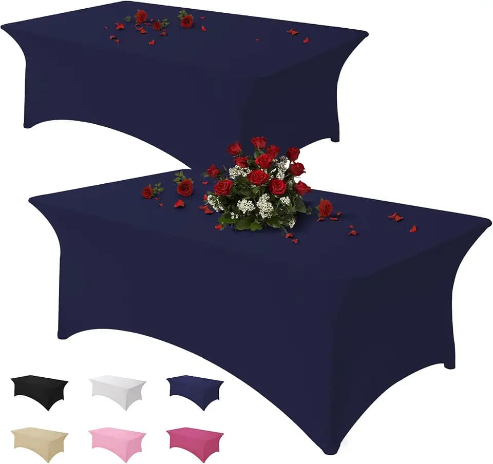 Table Cloth Navy Blue 6FT Spandex Stretch Covers for Rectangle Tablecloth