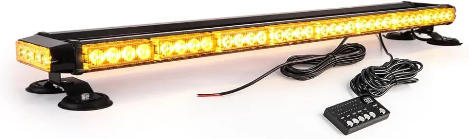 CUMART 38" Amber Yellow Rooftop Beacon Warning Emergency Flashing Snow Plow Light Bar Double Side Strobe Light Traffic Advisor with Magnetic Base for Tow Work Truck Pickup (Amber/Amber)