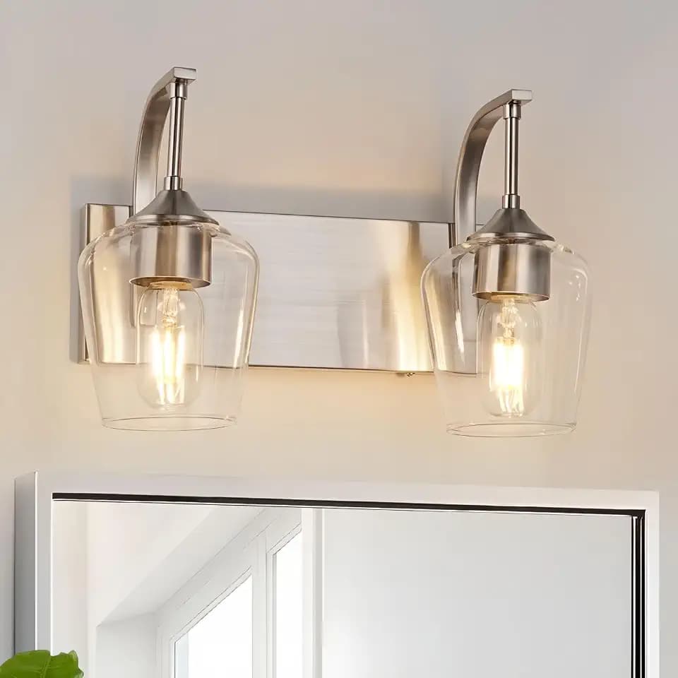 foucasal Brushed Nickel 2-Light Vanity Light Fixture Over Mirror