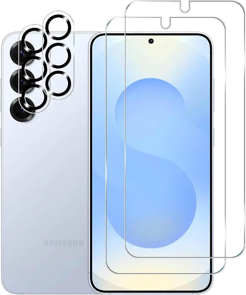 BIGFACE Galaxy S25 Tempered Glass Screen Protector + Camera Lens Protector [ 2 + 2 Pack ][Case Friendly] [Anti-Scratch] [Ultrasonic Fingerprint Unlock] Clear HD Protective Film for Samsung Galaxy S25
