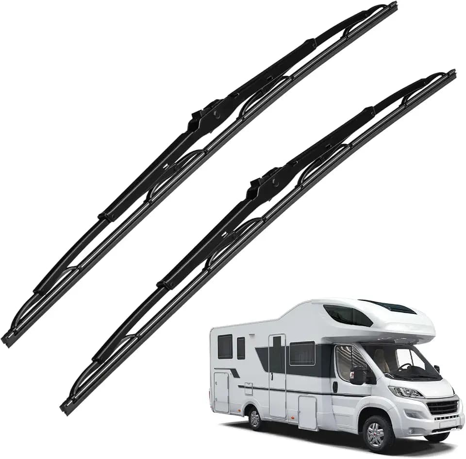 RV Wiper Blades 28" x28" 2 Pack, Heavy Duty Windshield Wipers for Class A RV, Fits Isuzu Reach 2011-2015, MAN & Scania Bus, 12x4 & 9x4 Hook Arms, All-Season Natural Rubber
