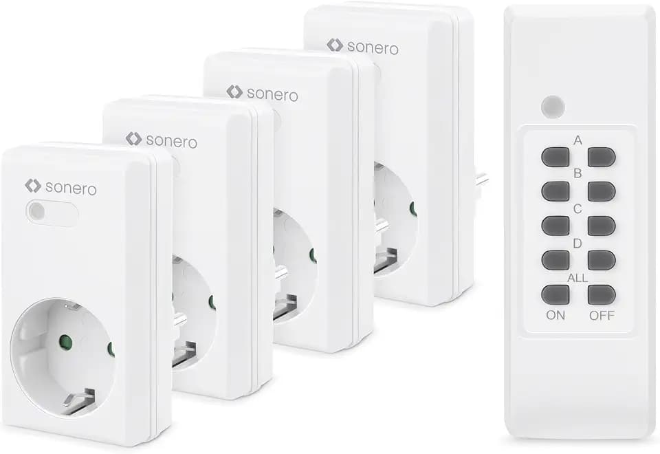 sonero S-RCS204 S Funksteckdose, 1100 W, 220 V, weiß, 4 Stück (1er Pack)