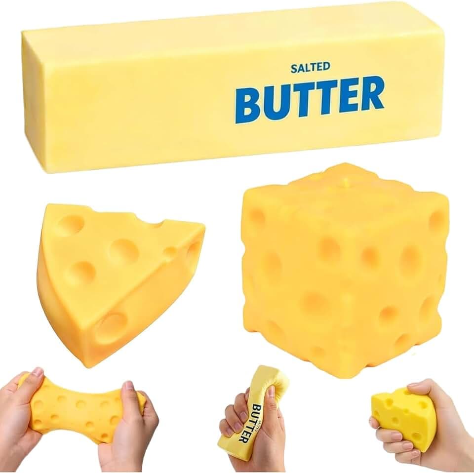 Butter Squishy Set, 3 Stück Cheese Squishy Käse Anti Stress Spielzeug