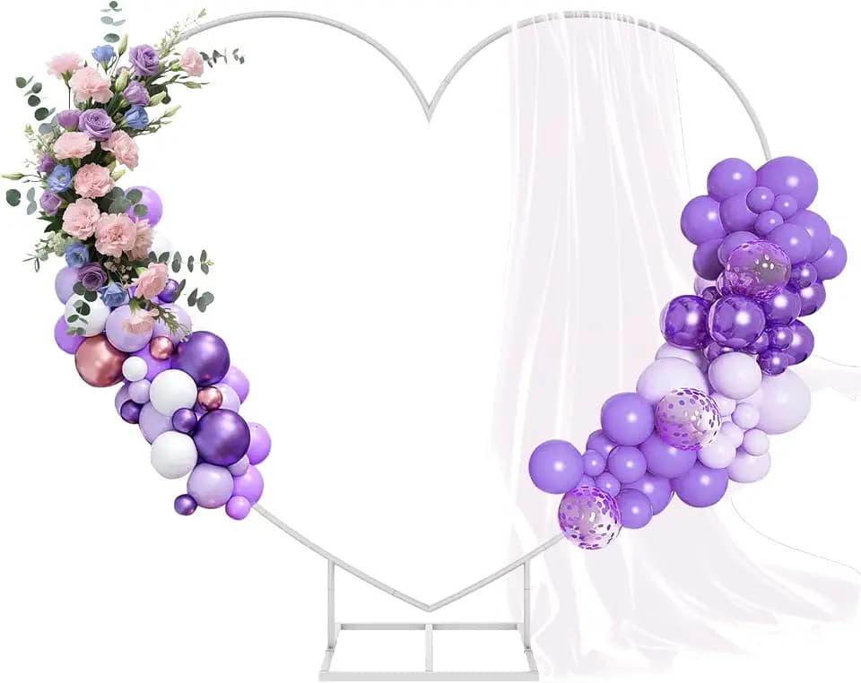 Metal Balloon Arch Kit, Love Balloon Column Arch Frame, Wedding Heart Arch Stand – Supplies for Wedding, Bridal, Valentine's Day, Engagement and Birthday Party(White)