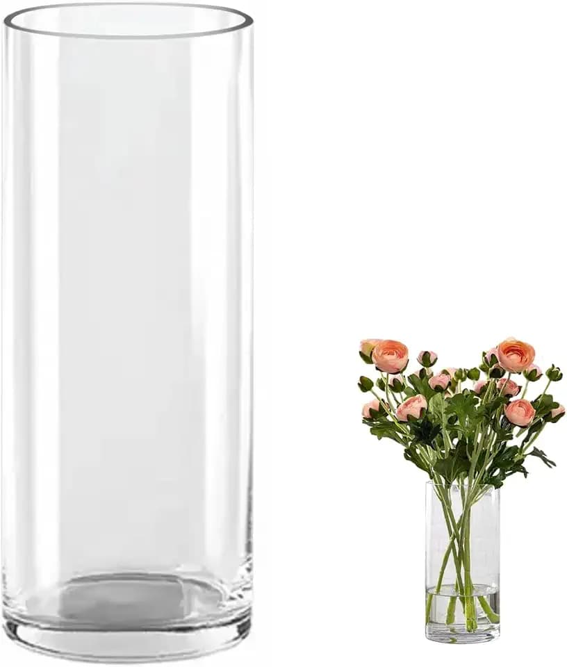 Glas Blumenvase,Modern Zylinder Vase 40cm Hoch,Zylindrische Glasvase,Durchsichtige Glasvase, Kerzenhalter Glas Blumenblume Pflanzenbehälter für Home Office Dekor, Tischdeko