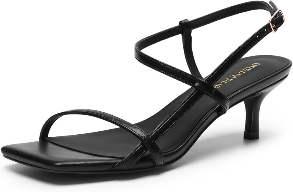 DREAM PAIRS Women's Low Kitten Ankle Strap Heel Sandal