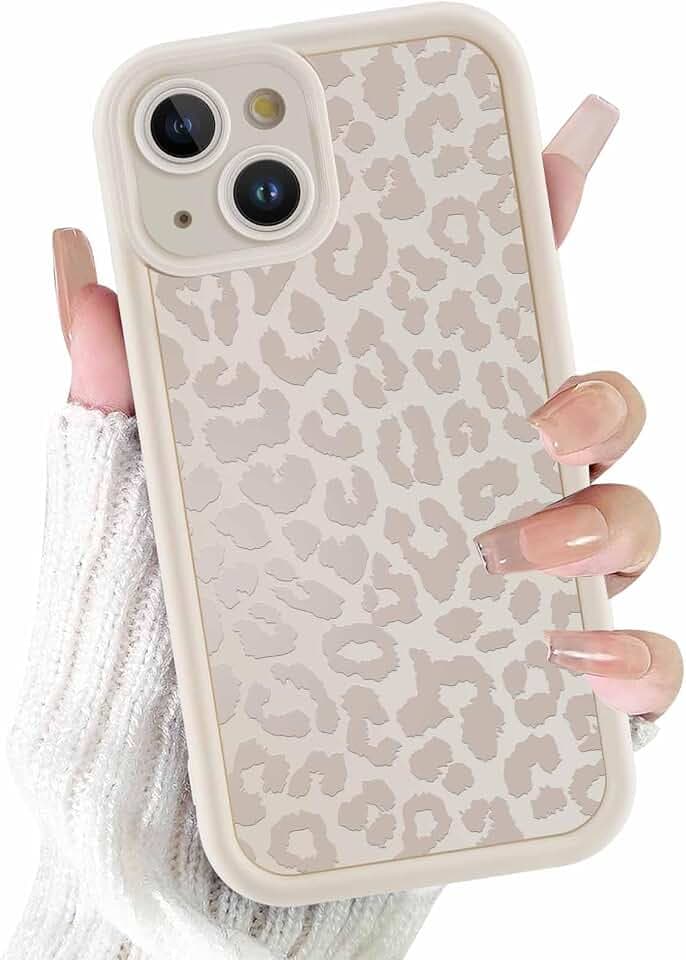 ZhuoFan Hülle für iPhone 13 6,1”, Aesthetic Leopard Muster Handyhülle Weiß Matte Schutzhülle Ultra Weich Silikon Dünn TPU Case Stoßfest Kratzfest Bumper Cover, 07