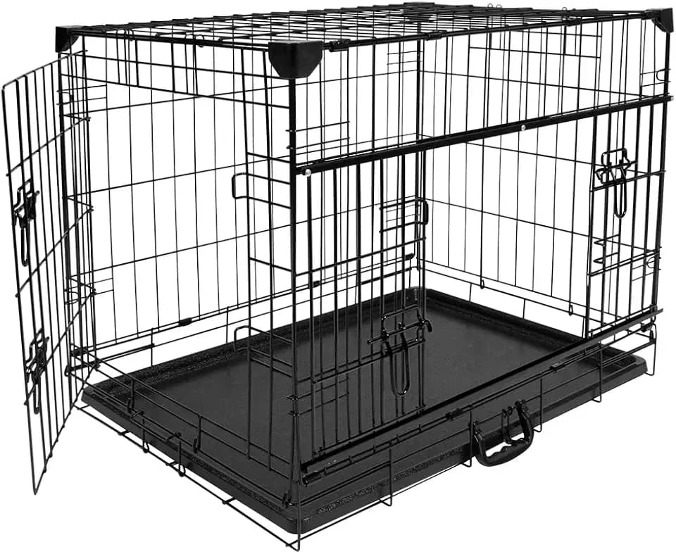 Duvoplus, Käfig Eisen Ninja Edition mit Schiebetür, 56 x 33 x 41 cm, Schwarz, Transport, Schwarz, Hund