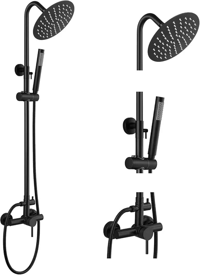gotonovo 304 Stainless Steel Outdoor Shower Fixtures Exposed,Matte Black