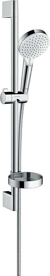 hansgrohe Crometta Duschset, 0,65 m, mit Seifenschale, 2 Strahlarten, Weiß/Chrom