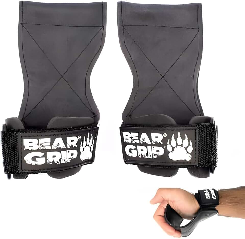 BEAR GRIP Multi-Grip-Riemen/Haken, hochwertige strapazierfähige Gewichthebergurte/Handschuhe.