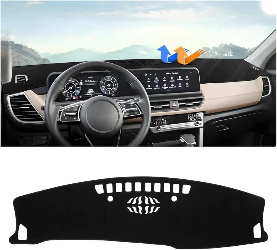 Autorder Dashboard Cover Mat for Kia Seltos 2024 2025 2026 Accessories Dash Cover Upgrade Flannel Dash Mat Sunshade Glare UV Rays Protector
