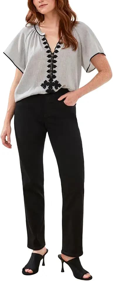 Tribal Women's Sophia Curvy Straight Fit Mid Rise Stretch Jeans (Regular, Plus and Petite Sizes)