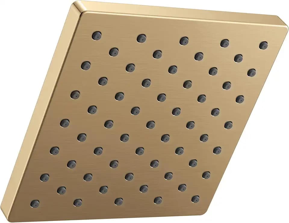 Delta Modern Single Spray Brushed Gold Shower Head, 6 Inch Square Shower Head, 1.75 GPM Flow Rate, Champagne Bronze 52403-CZ