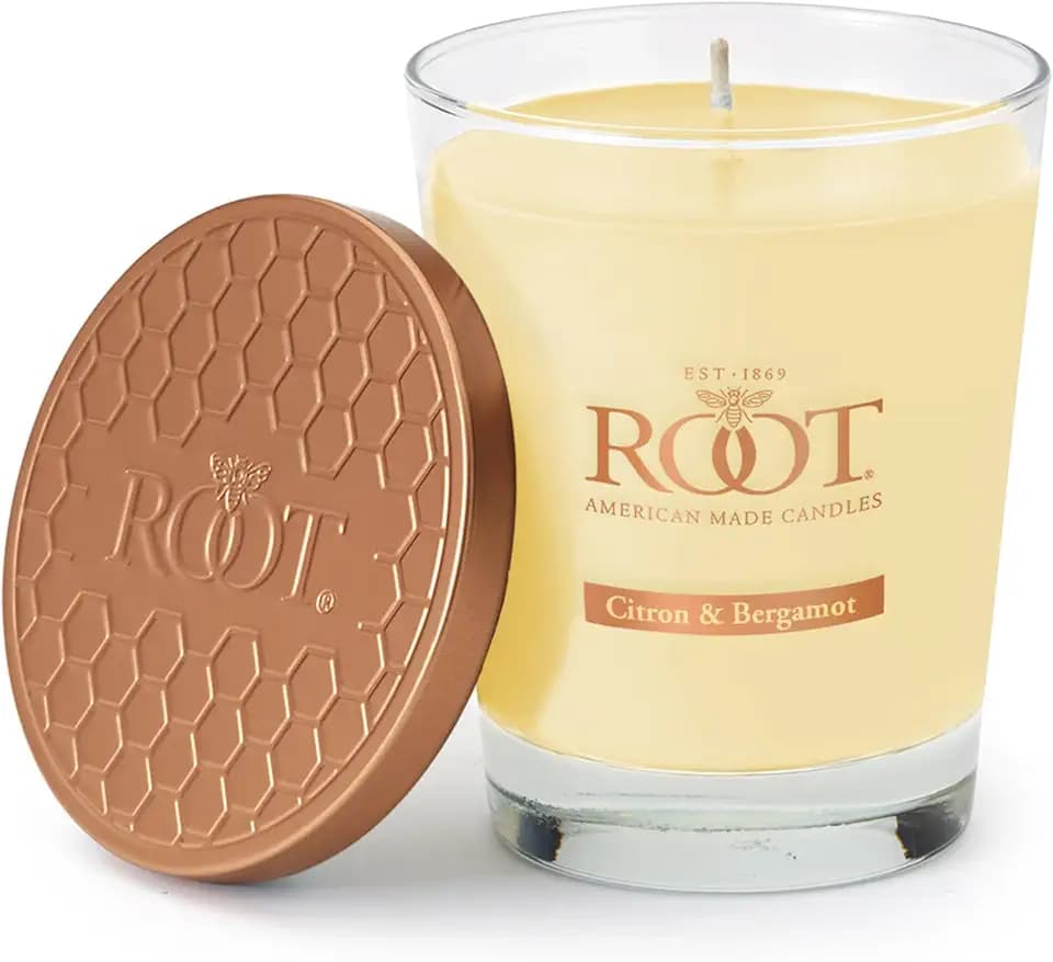 Root Candles Scented Candles Honeycomb Beeswax Blend Premium Handcrafted Candle, Large Veriglass, Citron & Bergamot