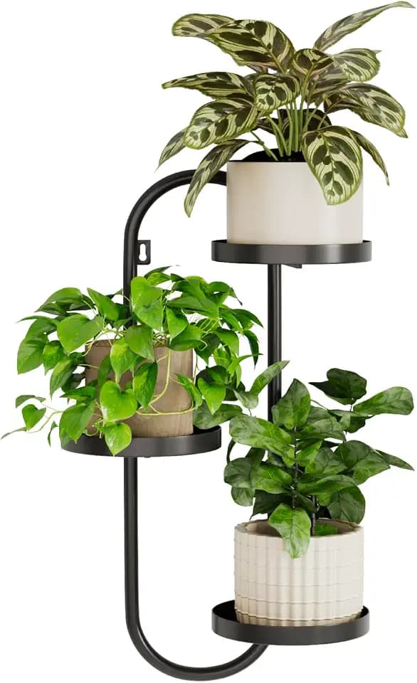 Laposso 3 Tier Wall Planter Metal Plant Hanger Indoor Black