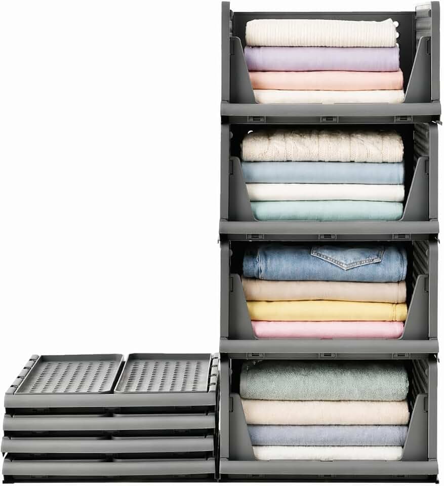 RMAN 4 Pack Kleiderschrank Organizer Stapelbare Schubladenbox Schrank Regal