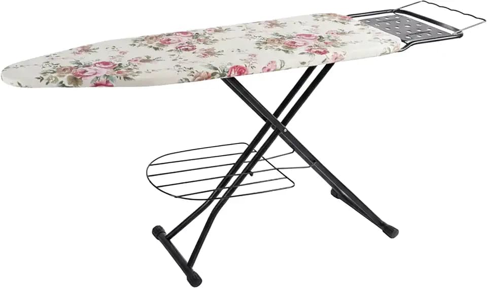 Relaxdays Bügelbrett für Dampfbügeleisen, 110 x 33 cm, höhenverstellbar, klappbar, Ablage, Bügeltisch, Farbwahl