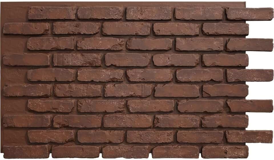 EverStone Aged Brick Faux Brick Panel, 46 7/8"W x 27"H x 1 1/4"D, Pizzeria Color