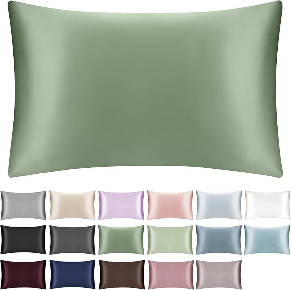19 Momme 100% Maulbeerseide Kissenbezug für Haar und Haut mit Reißverschluss, 1Stk Salbeigrün 40x60 cm