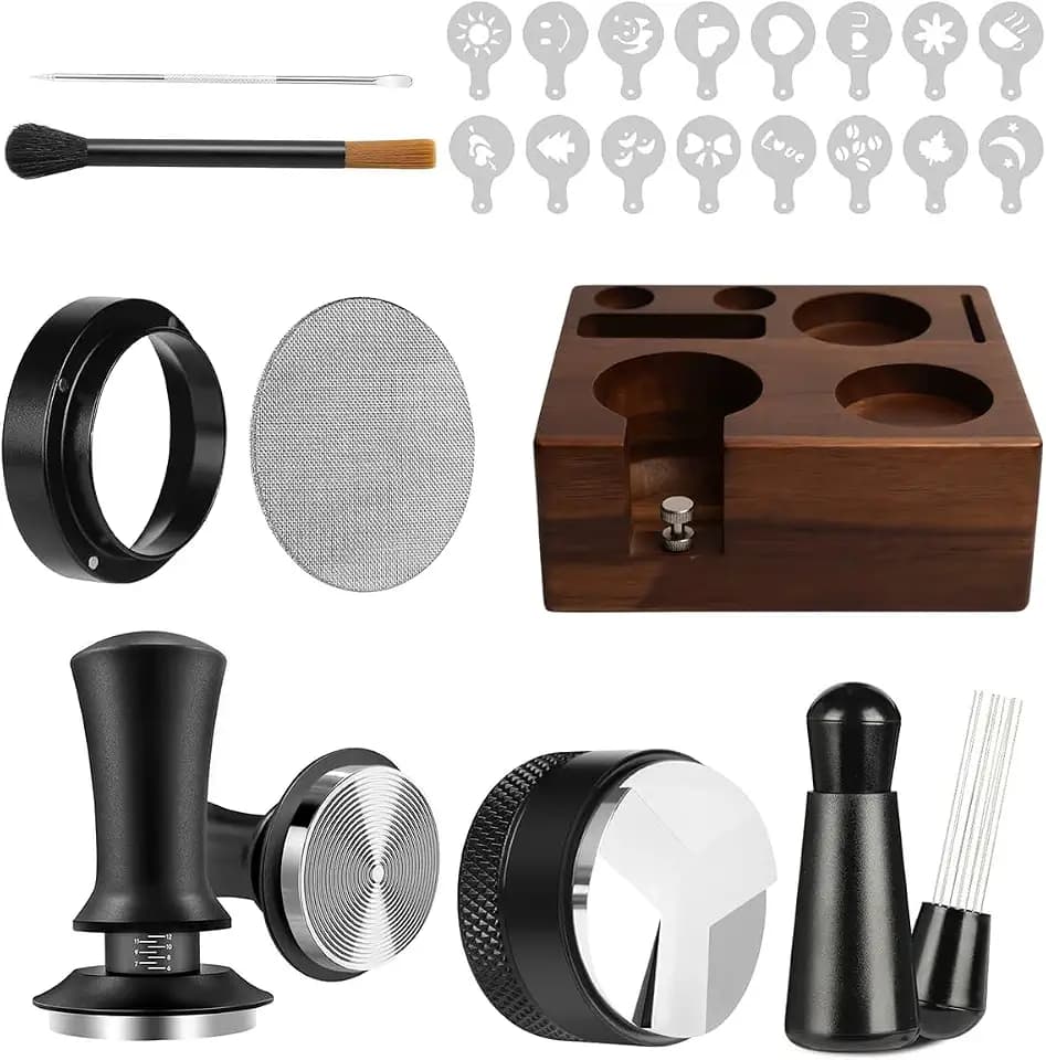 58mm Espresso Tamper Set mit Tamperstation für Barista Kaffee Tamper Station Barista Zubehör Universal Koffee Tamping Ständer für Siebträger Tamper Caffee Leveler WDT Tool