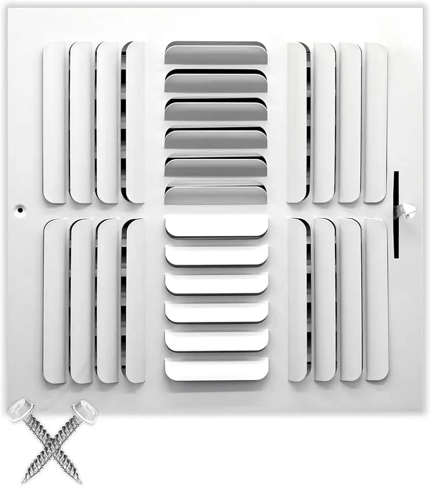 HVAC Premium 14"w X 14"h [Duct Opening] 4-Way Fixed Curved Blade Air Supply Diffuser Register Vent Cover Grille [Overall Size: 15.75"W X 15.75"H]
