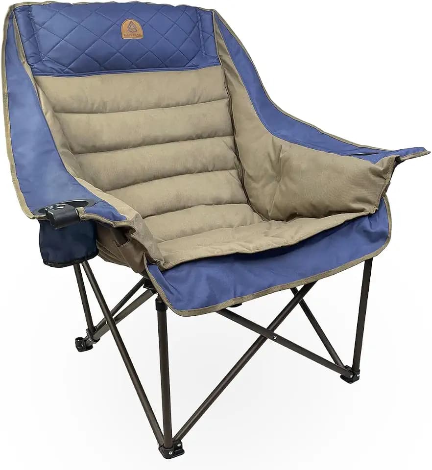 Black Sierra XL Padded Camping Chair for Adults, Heavy Duty Folding Seat