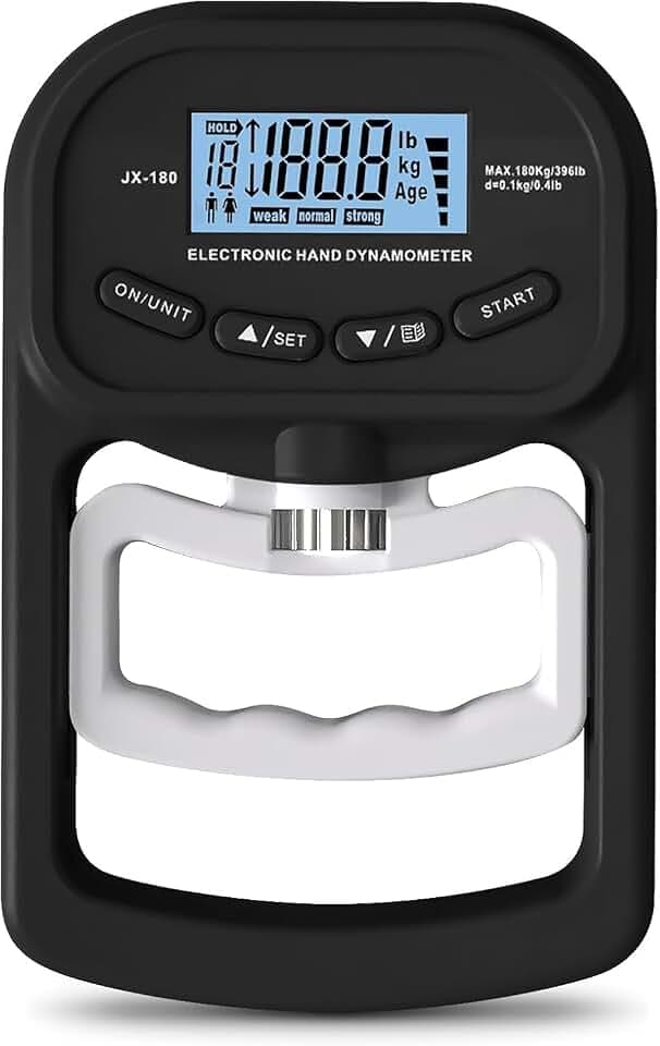 Vegena Digital Handkraftmessgerät, Griffkraft Messgerät 198 Pfund / 90 Kilogramm, Automatische Hand Dynamometer, Handkraftmesser LED-Display & USB-Ladekabel, Ergonomisches Design (Schwarz)