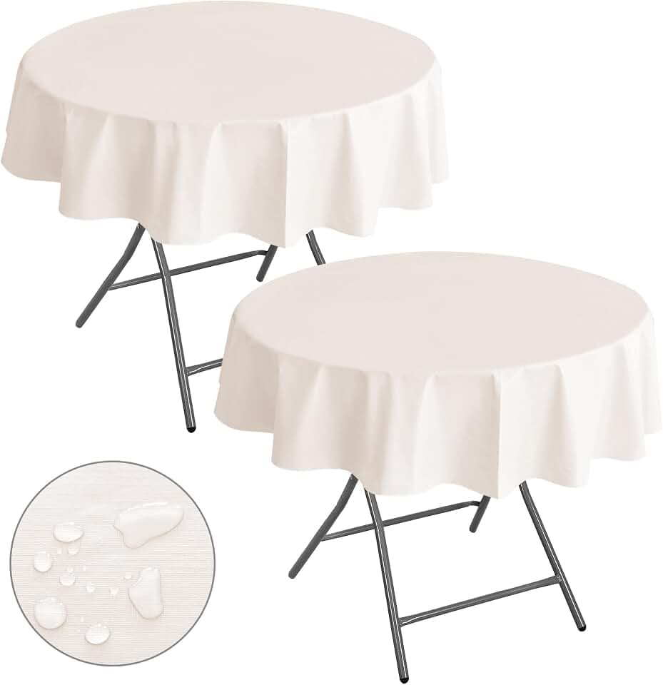 Nasitos Waterproof Vinyl Tablecloth with Flannel Backing 2 Pcs 60R in Beige