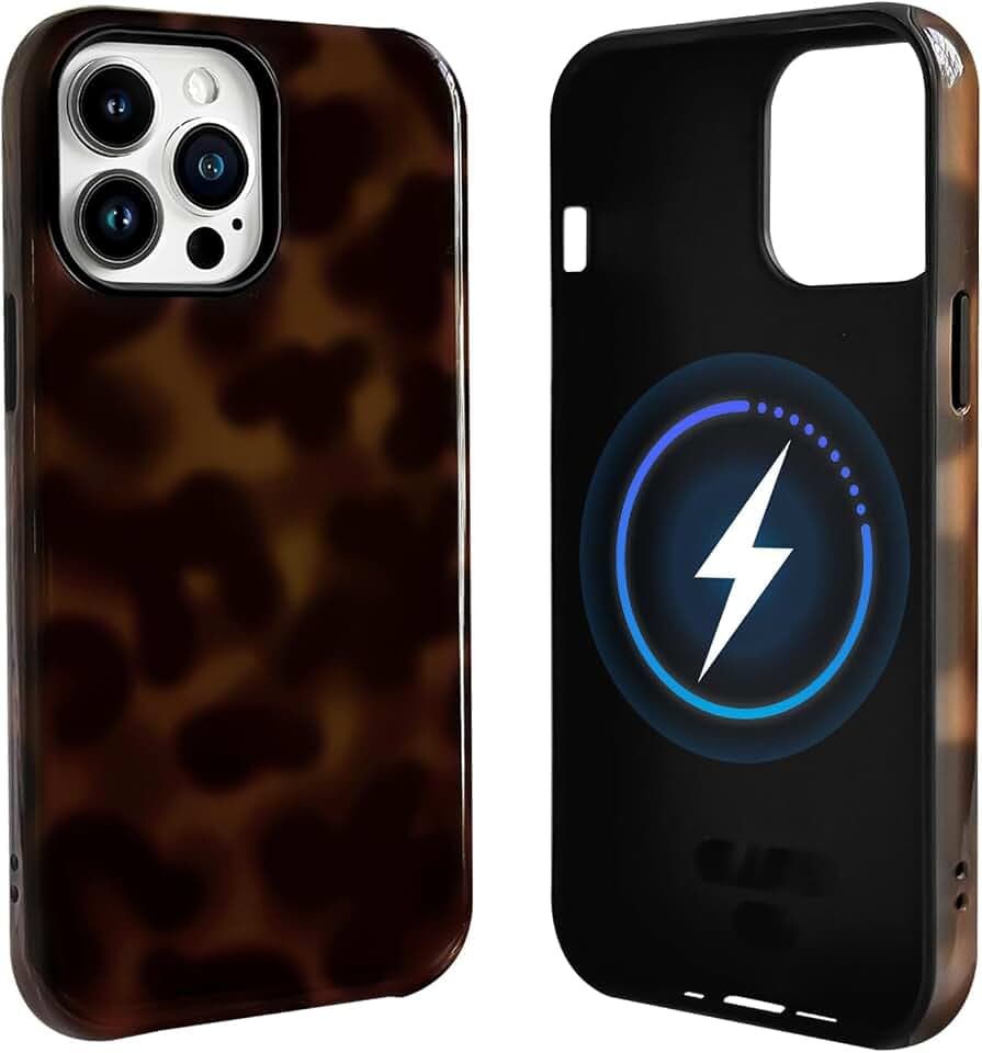 NITITOP Magnetisch Hülle für iPhone 15 Pro Süße Leopard, Braun