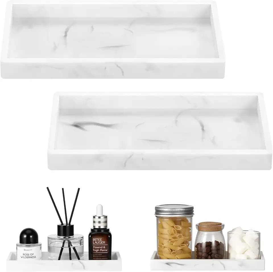Luxspire 2er-Pack Silikon-Badezimmerablage, 7,9", Marmorweiß