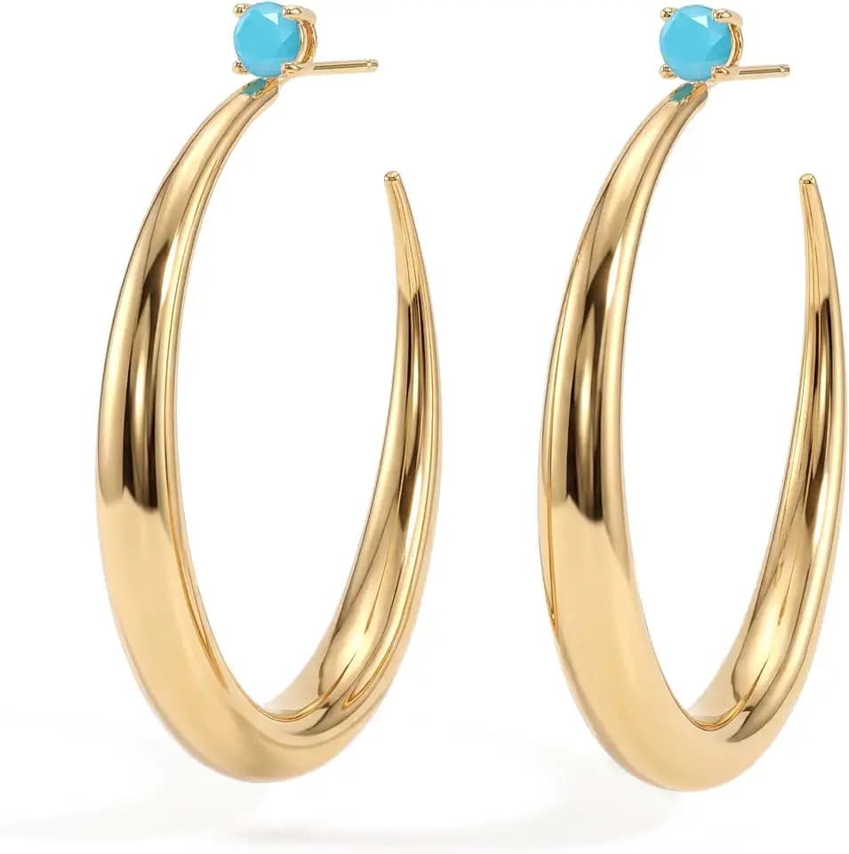 MYEARS Large Gold Hoop Earrings for Women Trendy 14K Gold Plated Big Open Hoops Stud Earrings Statement Jewelry for Women