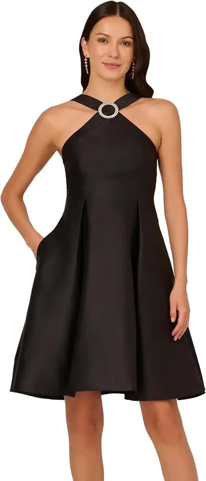 Adrianna Papell Women's Halter Mikado Short Dress