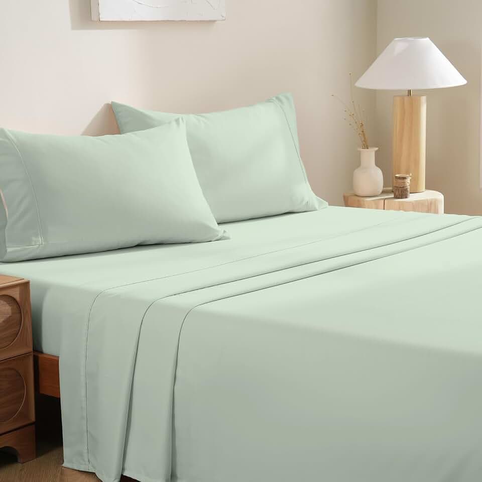 MCO Bedding Full Bed Sheets Set - Soft Bed Sheets - Cooling Breathable Bedding Set with 16" Deep Pocket (4 Pieces, Full, Sage Green)