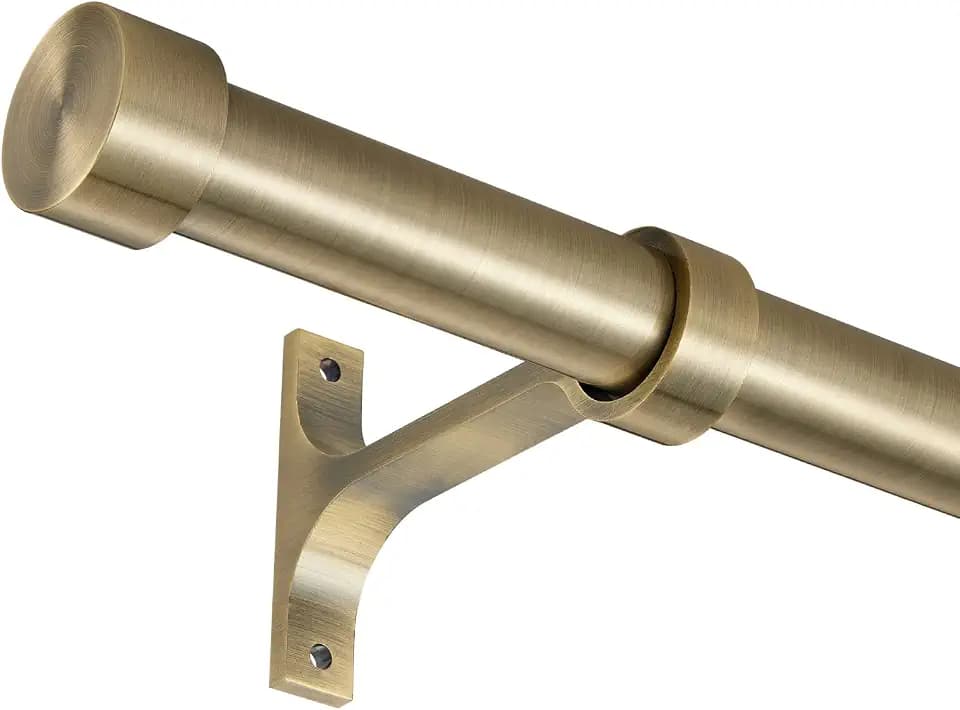 Antique Bronze Curtain Rods for Windows 28 to 48 Inch, 1-Inch Adjustable Drapery Rods with Aluminum End Cap and Brackets for Room Divider, Bedroom, Living room, Kitchen, Bathroom Etc